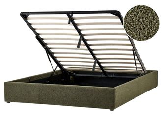 Beliani Cama matrimonial de tejido verde 160x200