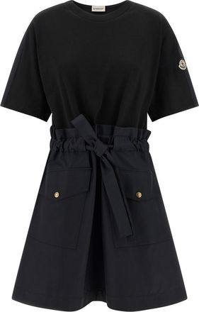 Moncler Black Belted Logo Mini Dress