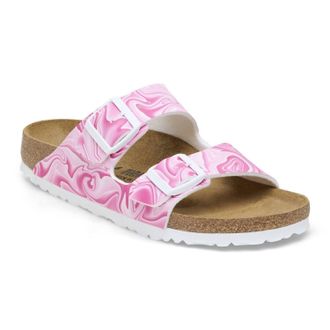Birkenstock Womens Arizona Birko-Flor Sandal - Narrow In Marble Pink
