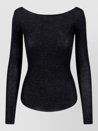 Isabel Marant long sleeve ribbed stretch crewneck top