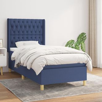 vidaXL Vidaxl - Cama Box Spring Con Colch&oacute;n Tela Azul 90x190 Cm
