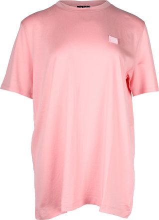 Acne Studios Face Patch T-Shirt in Pink Cotton