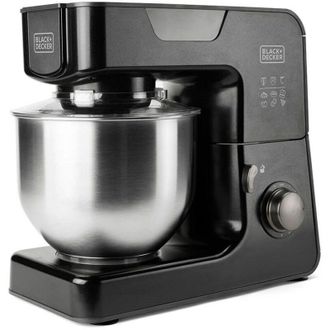 Black+Decker Black&decker - Black+decker Bxkm1000e Batidora Amasadora 1000w Con Bol 5.2l De Acero Inoxidable, 8 Velocidades Y Funci&oacute;n Turbo, Tapa Protectora Anti S