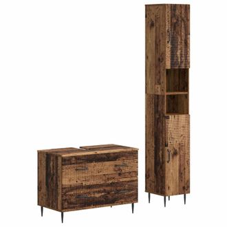 vidaXL Juego De Gabinete De Ba&ntilde;o De 2 Piezas Haarlem Madera Envejecida Vidaxl