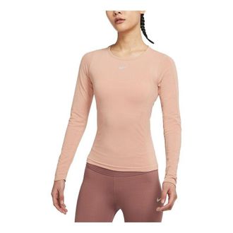 Nike (WMNS) Nike Solid Color Round Neck Slim Fit Long Sleeves Pink Gym Clothes DD0594-609