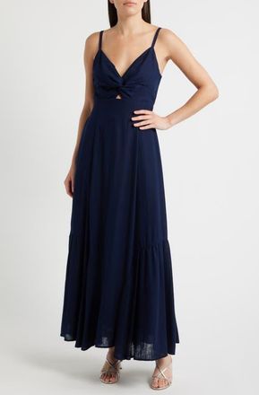 CeCe by Cynthia Steffe Twist Front Cutout Maxi Dress in Classic Navy at Nordstrom, Size Xx-Small