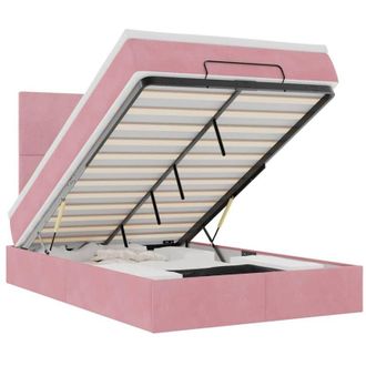 vidaXL Estructura De Cama Otomana Colchones Terciopelo Rosa 120x200cm Vidaxl