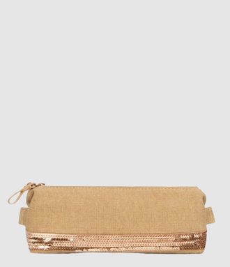 Vanessa Bruno Pochette Trousse Lin Champagne