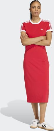 adidas Shirtkleid ADIDAS ORIGINALS 3-STREIFEN (SCHMAL), Damen, Gr. XXL, N-Gr, better scarlet, wei&szlig;, Obermaterial: 93% Baumwolle, 7% Elasthan, Kleider Shirtkl