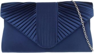 Girly HandBags Womens Pleated Satin Clutch Bag - Navy