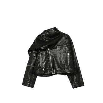 Rick Owens Scarf-detail Leather Jacket