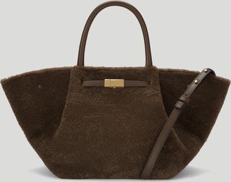 DeMellier The Midi New York in Mocha Shearling & Mocha Smooth Leather Shoulder bag