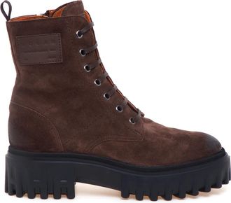 Hogan Schoenen, Dames, Bruin, 39 EU, Leer, H700 Veterlaarzen