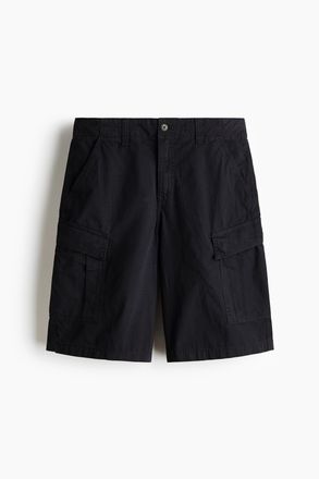 H&M Cargoshorts aus Baumwolle in Loose Fit - Schwarz