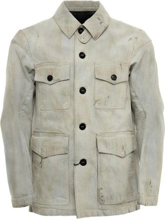 Devoa Giacca denim effetto schiarito - Grigio