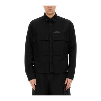Dsquared2 Casual Shirts, male, Black, Size: XL Cropped Utility Shirt