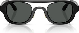 A|X Armani Exchange 48mm Irregular Sunglasses in Black /Dark Grey at Nordstrom