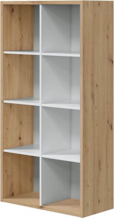 HOGAR 24 Estanter&iacute;a 8 huecos roble nodi y blanco artik