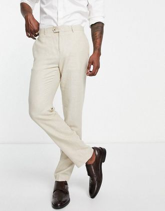 Gianni Feraud Bruiloft - Slim fit linnen pantalon-Bruin