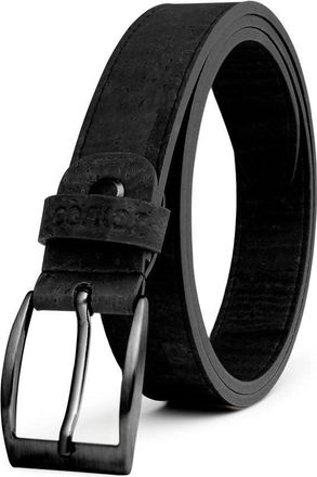 Corkor Mens Vegan Belt Cork Strap with Silver Buckle, Durable Adjustable Eco-Friendly 1.18 Wide, Versatile for Daily Use, Black Strap/Black Buckle, 38 - (Fit