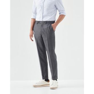 Brunello Cucinelli MenS Medium Grey Wool Tailored Trousers, Size 34