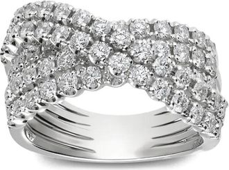 Leo Pizzo 18kt witgouden Waves ring met diamant - Zilver