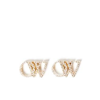 Off-white Earrings, female, Yellow, ONE SIZE, Crystal Embellished Gold-tone Earrings Pair