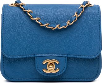 Chanel Pre-owned Womens Classic Flap Mini Bag - Blue Leather - One Size
