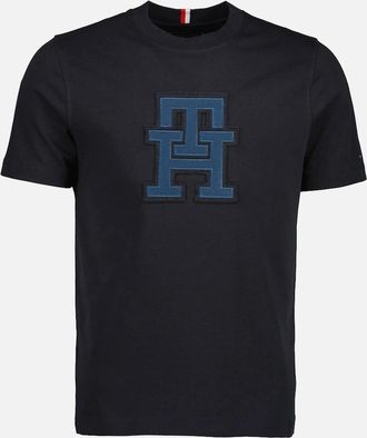 Tommy Hilfiger Mens Monogram Appliqu&eacute; T-Shirt - Blue - Size: 38