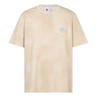 adidas Mens adidas originals Y2K Tee 2 Gradient Clouds Logo Alphabet Round Neck Sports Short Sleeve Beige T-Shirt HM8034