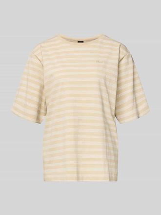 Boss Orange by Hugo Boss BOSS Orange Oversized T-Shirt aus reiner Baumwolle Modell C_EREGULAR_STRIPE in Sand, Gr&ouml;&szlig;e XL