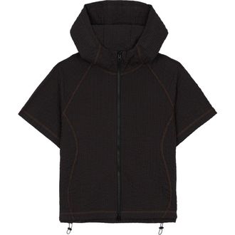 Brain Dead Textured Short Sleeve Hoodie in Black at Nordstrom, Size X-Large
