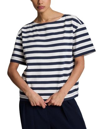 Kenneth Cole Boat Neck Boyfriend Stripe T-Shirt