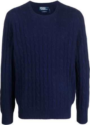 Polo Ralph Lauren Ribgebreide Trui met Ronde Hals - Heren - Cashmere truien - Blauw - M - Kasjmier - Truien & Vesten