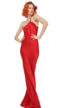 Norma Kamali One Shoulder Bias Gown In Red
