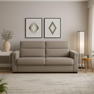 Dmora Sof&aacute; Fijo 3 Plazas Cantu, Desenfundable, Lavable Made In Italy, Con Brazos, 225x95 Cm Gris Topo