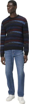 Missoni Crew Neck Sweater With Striped Inlay in Navy Blue & Burgundy at Nordstrom, Size 50 It