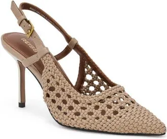 Reiss Lena Slingback Pointed Cap Toe Pump in Taupe at Nordstrom, Size 10.5Us
