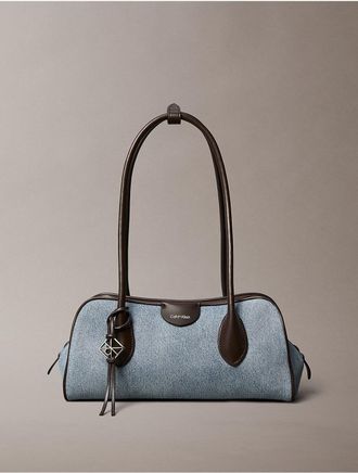 Calvin Klein Womens Emblem Logo Shoulder Bag - Blue