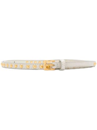 Prada White Studded Buckle Belt