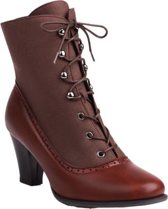 Generic Comfortable Womens Winter Boots - Chunky Heel Ankle Booties with Crisscross Lacing, Side Zipper & Warm Lining, Wide Calf Size Available(Red,6.5 UK)