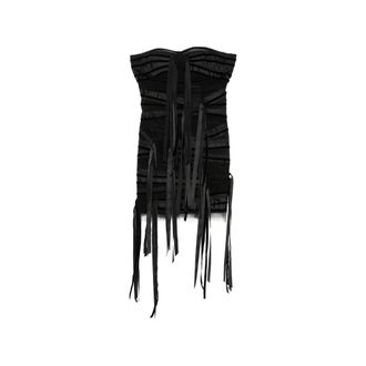 The Attico Fringed Strapless Mini Dress