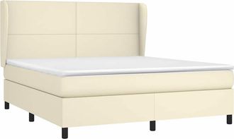 vidaXL Cama Box Spring Con Colch&oacute;n Cuero Sint&eacute;tico Crema 180x200 Cm Vidaxl