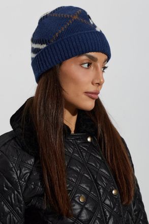 Burberry Cashmere Beanie, Unisex, Navy Blue