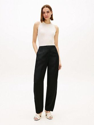 Tommy Hilfiger Linen Blend Barrel Leg Ankle Trousers