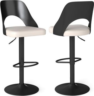 Costway 2 Sgabelli Girevoli da Bar Alta 91-111 cm, Set di Sgabelli con Seduta in Ecopelle, Poggiapiedi e Struttura in Metallo, Sedie per Cucina e