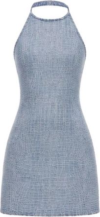 Self Portrait Denim Embellished Mini Jurk - Dames - Korte kleedjes - Blauw - 4XS - Denim - Kleedjes
