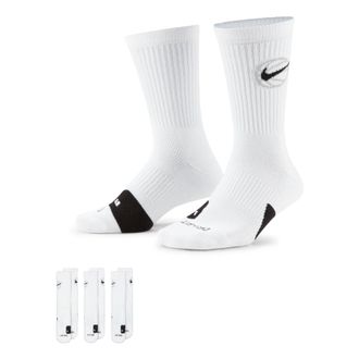 Nike Everyday Crew Basketball Sports Quick Dry Mid Tops Socks Unisex 3 Pairs White DA2123-100