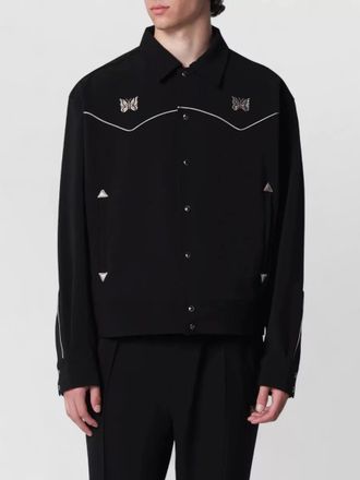 Needles jacket butterfly embroidery contrast piping collar