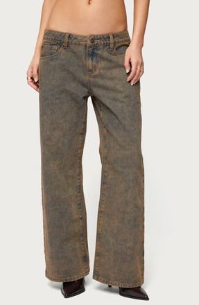 Edikted Ace Low Rise Baggy Jeans in Brown-Washed at Nordstrom, Size X-Small